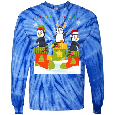 Santa Reindeer Penguin In Christmas Socks Ugly Xmas Meaningful Gift Tie-Dye Long Sleeve Shirt