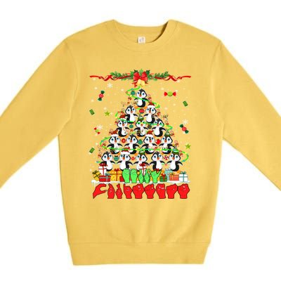 Santa Reindeer Penguins Xmas Tree Hands Sign Language Gift Premium Crewneck Sweatshirt