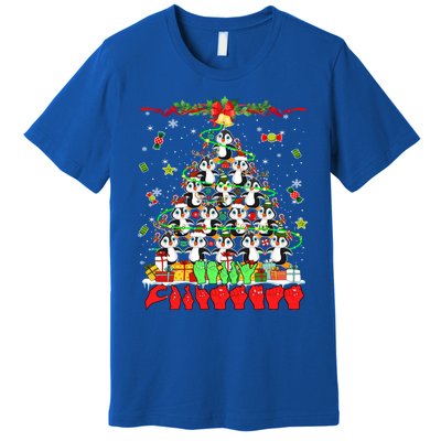 Santa Reindeer Penguins Xmas Tree Hands Sign Language Gift Premium T-Shirt