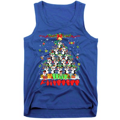 Santa Reindeer Penguins Xmas Tree Hands Sign Language Gift Tank Top