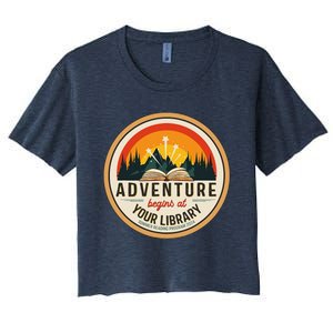 Summer Reading Program 2024 Adventure Begins At Your Library Women's Crop Top Tee