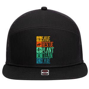 Save Rescue Plant Clean Care Turtle Animal Recycle Earth Day Cute Gift 7 Panel Mesh Trucker Snapback Hat