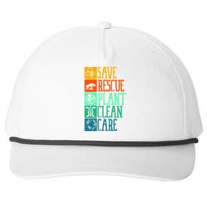 Save Rescue Plant Clean Care Turtle Animal Recycle Earth Day Cute Gift Snapback Five-Panel Rope Hat