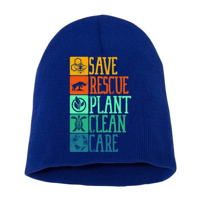 Save Rescue Plant Clean Care Turtle Animal Recycle Earth Day Cute Gift Short Acrylic Beanie