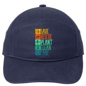 Save Rescue Plant Clean Care Turtle Animal Recycle Earth Day Cute Gift 7-Panel Snapback Hat