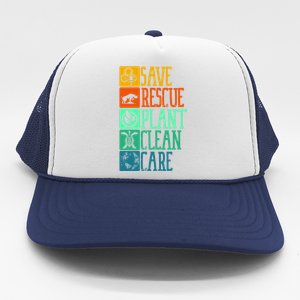 Save Rescue Plant Clean Care Turtle Animal Recycle Earth Day Cute Gift Trucker Hat