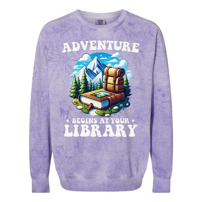 Summer Reading Program 2024 Adventure Begins At Your Library Colorblast Crewneck Sweatshirt