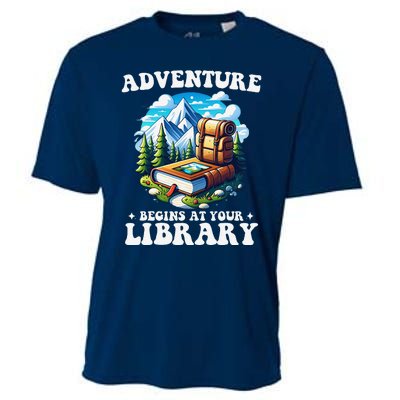 Summer Reading Program 2024 Adventure Begins At Your Library Cooling Performance Crew T-Shirt