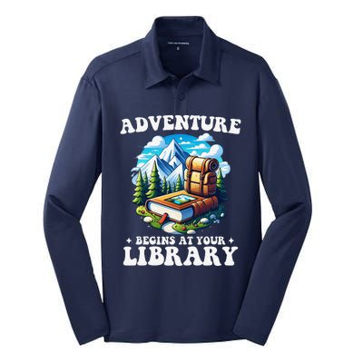 Summer Reading Program 2024 Adventure Begins At Your Library Silk Touch Performance Long Sleeve Polo