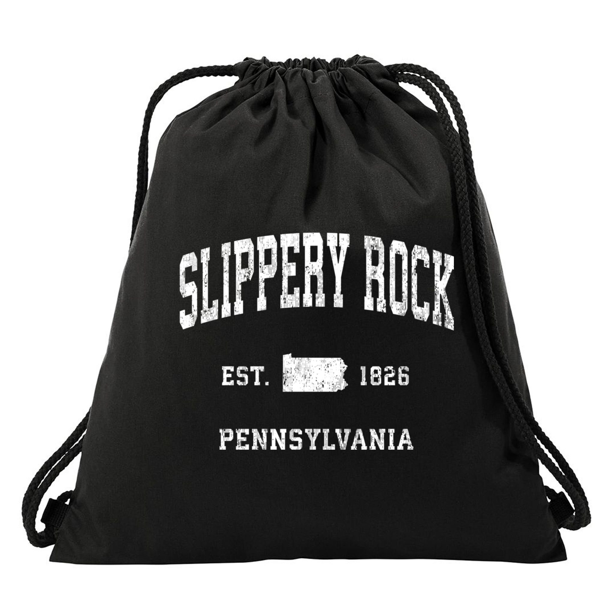 Slippery Rock Pennsylvania Pa Vintage Athletic Sports Drawstring Bag
