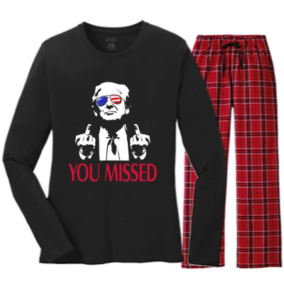 Shot Republican Pro Trump President 2024Youre Attending Political Event Run Women's Long Sleeve Flannel Pajama Set 