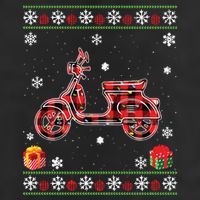 Scooters Red Plaid Xmas Lights Ugly Christmas Sweater Long Sleeve Cool Comfort Performance Bucket Hat