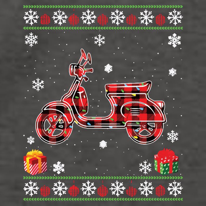 Scooters Red Plaid Xmas Lights Ugly Christmas Sweater Long Sleeve Vector Backpack