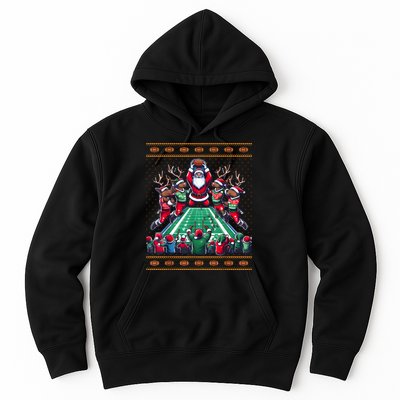 Santa Reindeer Play American Football Christmas Football Fan Hoodie