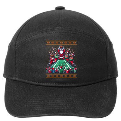 Santa Reindeer Play American Football Christmas Football Fan 7-Panel Snapback Hat