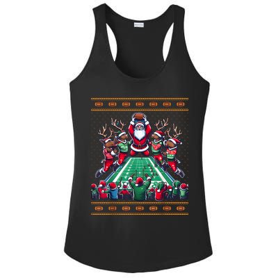 Santa Reindeer Play American Football Christmas Football Fan Ladies PosiCharge Competitor Racerback Tank