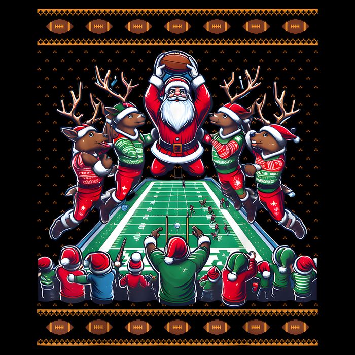Santa Reindeer Play American Football Christmas Football Fan Womens Tank Top