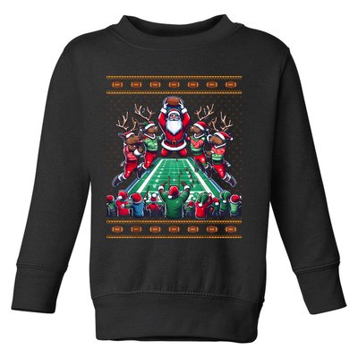 Santa Reindeer Play American Football Christmas Football Fan Toddler Sweatshirt