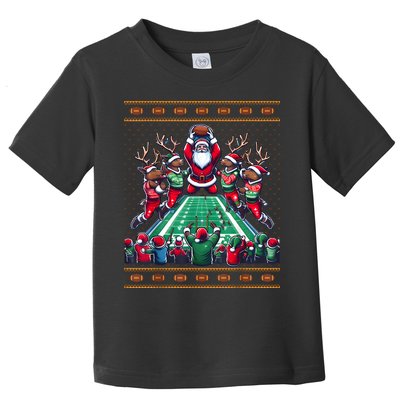 Santa Reindeer Play American Football Christmas Football Fan Toddler T-Shirt