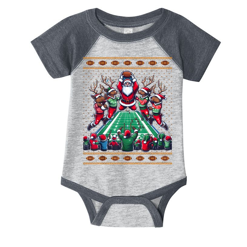 Santa Reindeer Play American Football Christmas Football Fan Infant Baby Jersey Bodysuit