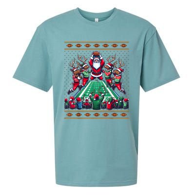 Santa Reindeer Play American Football Christmas Football Fan Sueded Cloud Jersey T-Shirt