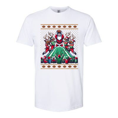 Santa Reindeer Play American Football Christmas Football Fan Softstyle® CVC T-Shirt