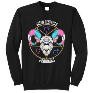 Satan Respects Pronouns Flag Satanist Sweatshirt