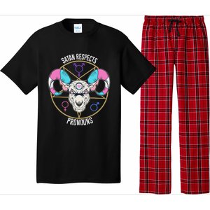 Satan Respects Pronouns Flag Satanist Pajama Set