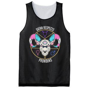 Satan Respects Pronouns Flag Satanist Mesh Reversible Basketball Jersey Tank