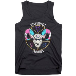 Satan Respects Pronouns Flag Satanist Tank Top