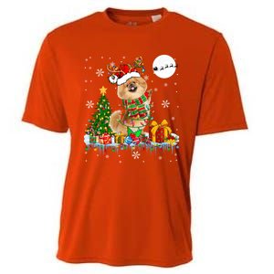 Santa Reindeer Pekingese Christmas Tree Lights Dog Owner Gift Cooling Performance Crew T-Shirt