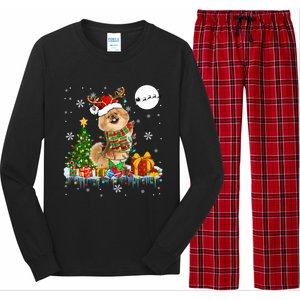 Santa Reindeer Pekingese Christmas Tree Lights Dog Owner Gift Long Sleeve Pajama Set