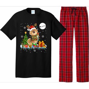 Santa Reindeer Pekingese Christmas Tree Lights Dog Owner Gift Pajama Set