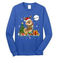 Santa Reindeer Pekingese Christmas Tree Lights Dog Owner Gift Long Sleeve Shirt