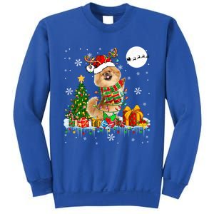 Santa Reindeer Pekingese Christmas Tree Lights Dog Owner Gift Sweatshirt