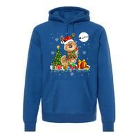 Santa Reindeer Pekingese Christmas Tree Lights Dog Owner Gift Premium Hoodie