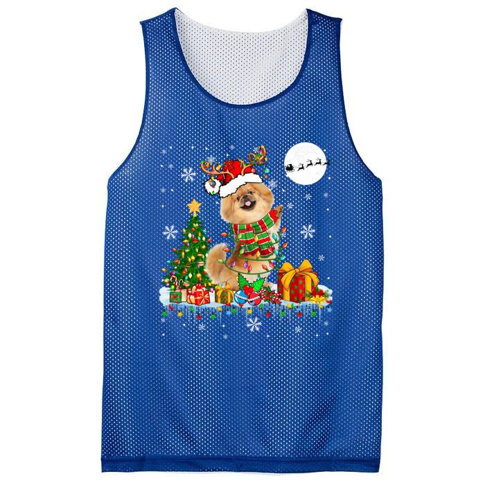 Santa Reindeer Pekingese Christmas Tree Lights Dog Owner Gift Mesh Reversible Basketball Jersey Tank