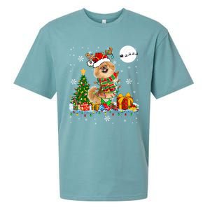 Santa Reindeer Pekingese Christmas Tree Lights Dog Owner Gift Sueded Cloud Jersey T-Shirt