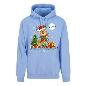 Santa Reindeer Pekingese Christmas Tree Lights Dog Owner Gift Unisex Surf Hoodie