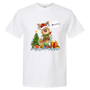 Santa Reindeer Pekingese Christmas Tree Lights Dog Owner Gift Garment-Dyed Heavyweight T-Shirt