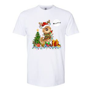 Santa Reindeer Pekingese Christmas Tree Lights Dog Owner Gift Softstyle CVC T-Shirt