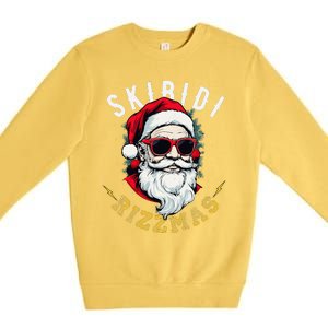 Skibid.I Rizzmas Retro Santa Hat Cool Christmas Graphic Premium Crewneck Sweatshirt