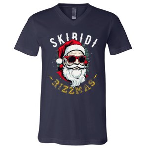 Skibid.I Rizzmas Retro Santa Hat Cool Christmas Graphic V-Neck T-Shirt