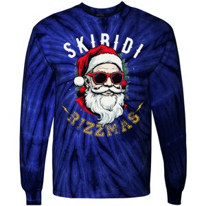 Skibid.I Rizzmas Retro Santa Hat Cool Christmas Graphic Tie-Dye Long Sleeve Shirt