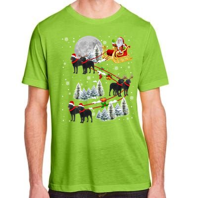 Santa Riding Reindeer Black Labrador Retriever Sleigh Xmas Gift Adult ChromaSoft Performance T-Shirt