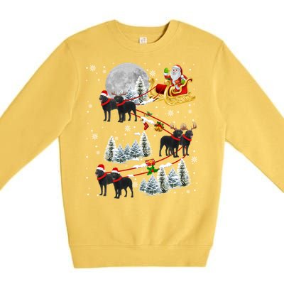 Santa Riding Reindeer Black Labrador Retriever Sleigh Xmas Gift Premium Crewneck Sweatshirt