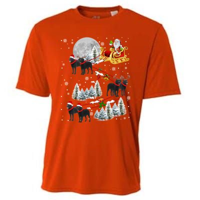 Santa Riding Reindeer Black Labrador Retriever Sleigh Xmas Gift Cooling Performance Crew T-Shirt