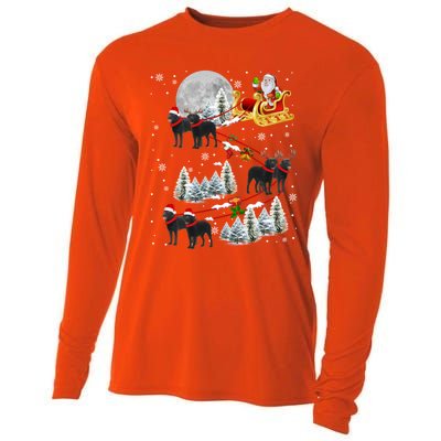 Santa Riding Reindeer Black Labrador Retriever Sleigh Xmas Gift Cooling Performance Long Sleeve Crew