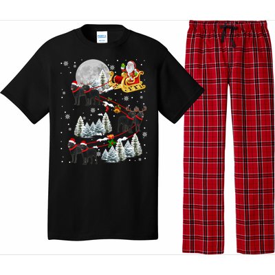 Santa Riding Reindeer Black Labrador Retriever Sleigh Xmas Gift Pajama Set