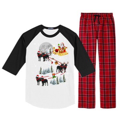 Santa Riding Reindeer Black Labrador Retriever Sleigh Xmas Gift Raglan Sleeve Pajama Set